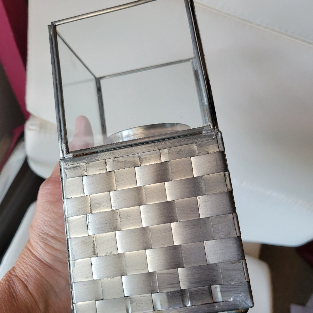 2 NIB Iron & Glass Basket Weave Candle Holders ~ Made in Mexico ~ Pretty! - Picture 14 of 16